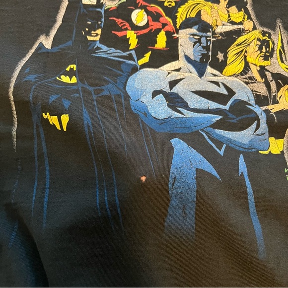 Vintage Fruit of the Loom Justice League T Shirt Superman Batman Black US Comps. - Picture 8 of 16